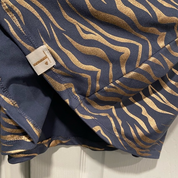 Thalia Sodi Size L Blue Copper Metallic Zebra Print Popover Henley Top Very Soft - Picture 6 of 11